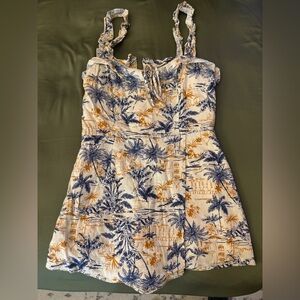 Lulus Blue and Orange Tropical Skort Romper